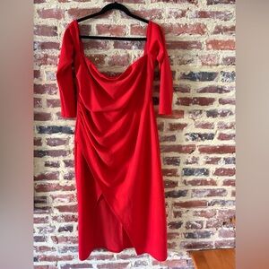 Abercrombie & Fitch Vibrant Red Long Sleeve Dress